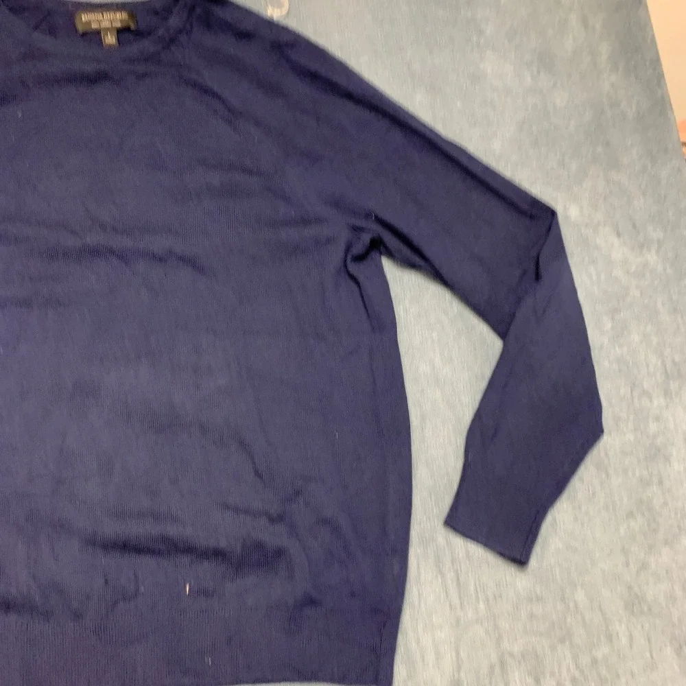 Banana Republic Sweater Mens Large Navy Blue Wool Long Sleeve Crew Neck Winter